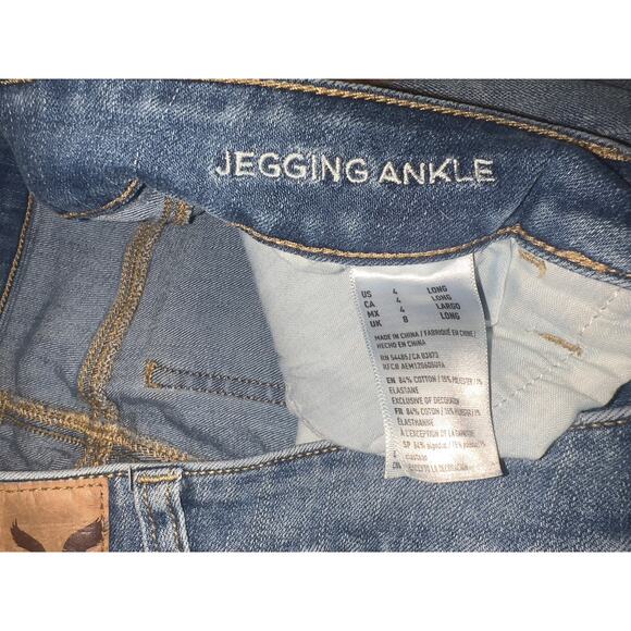 American Eagle super stretch womens distressed jegging ankle blue jean - Picture 9 of 10